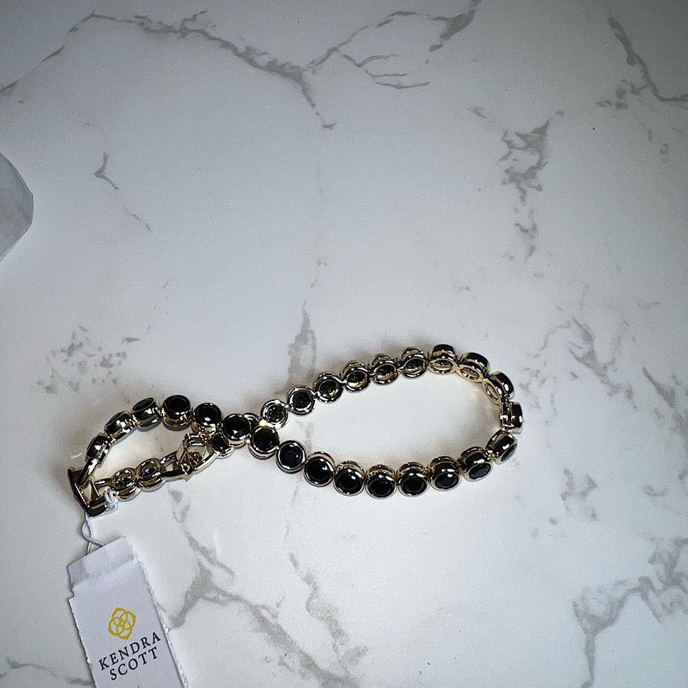 NEW Kendra Scott Carmen Gold Tennis Bracelet in Black Spinel